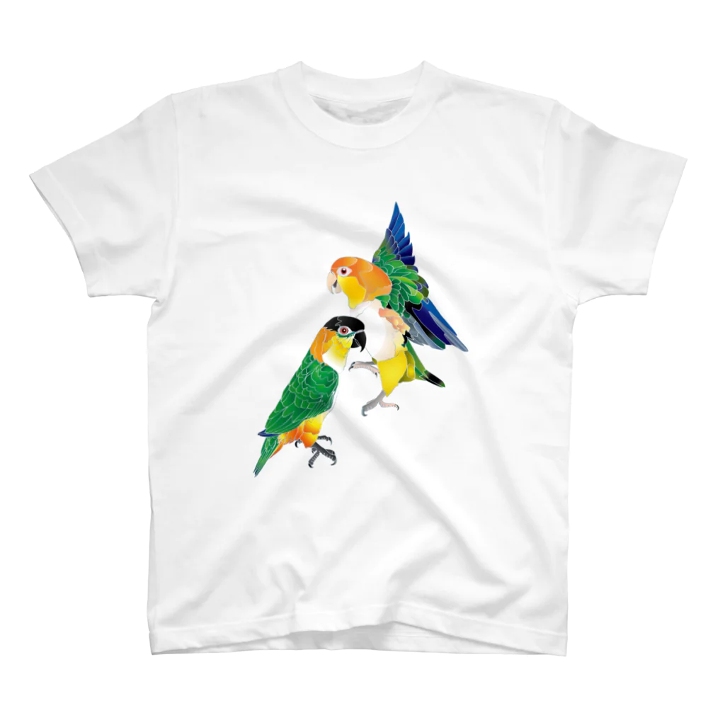 piyopiyobrandのシロハラインコたち スタンダードTシャツ