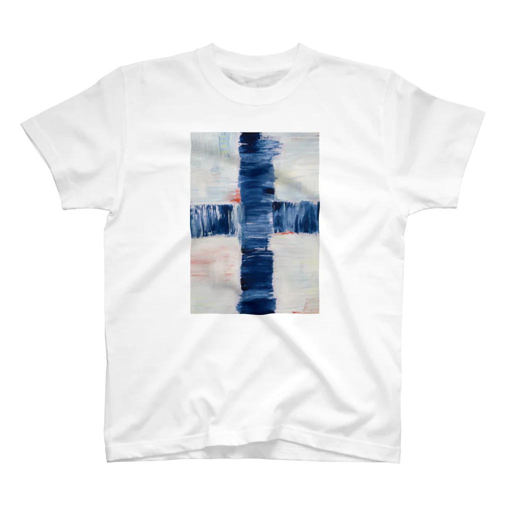 I E Nの手描きクロス(BLUE) スタンダードTシャツ