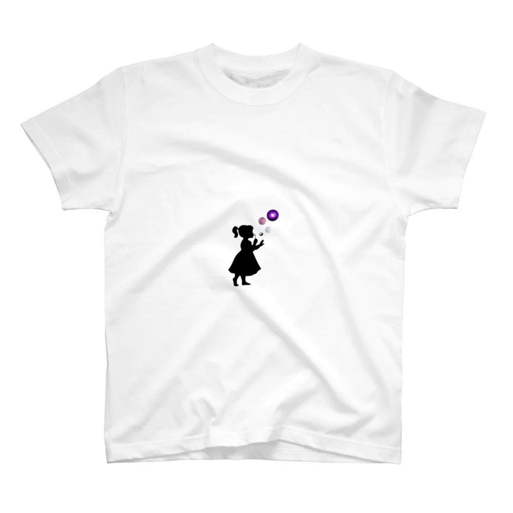 Katcatloverの宇宙のシャボン玉をふく少女 Regular Fit T-Shirt