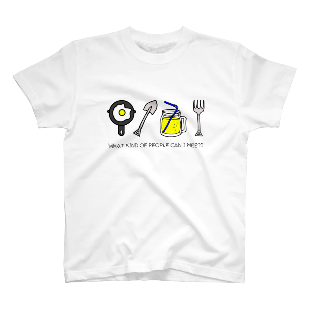 cafeCAMPUSのスキレットとカトラリー（黒字） Regular Fit T-Shirt