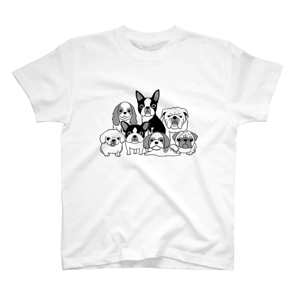 肉森屋の鼻ぺちゃ犬大集合 スタンダードTシャツ