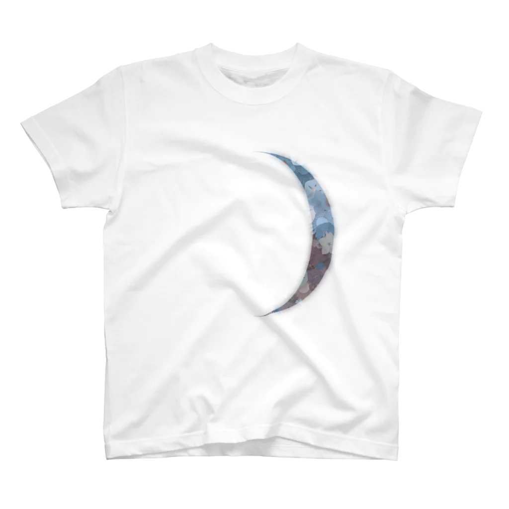 pianocurve DesignのMoon face designed with summer flowers No.2 スタンダードTシャツ