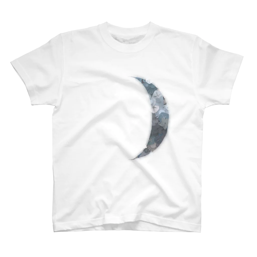 pianocurve DesignのMoon face designed with summer flowers No.3 スタンダードTシャツ