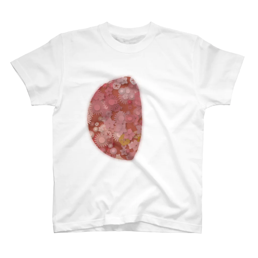 pianocurve DesignのMoon face designed with summer flowers No.20 スタンダードTシャツ