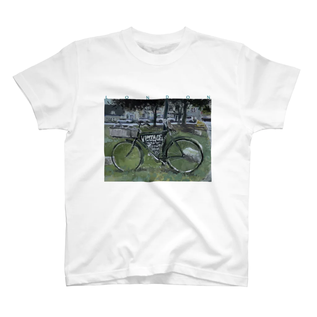 源内コンセプションの【水彩】自転車がある風景　ロンドンの街角 Regular Fit T-Shirt