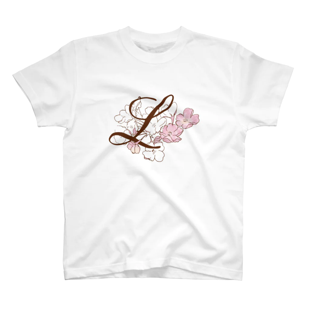 TakakoTaniguchiの“sakura-L”Decorative alphabetシリーズ Regular Fit T-Shirt