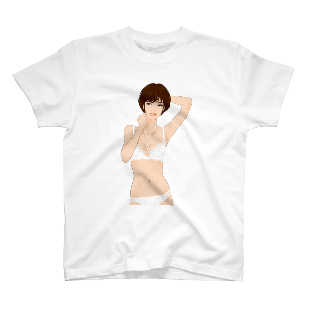 Shigenori Negishi Illust ShopeのGirls IN White-UP-00 Regular Fit T-Shirt