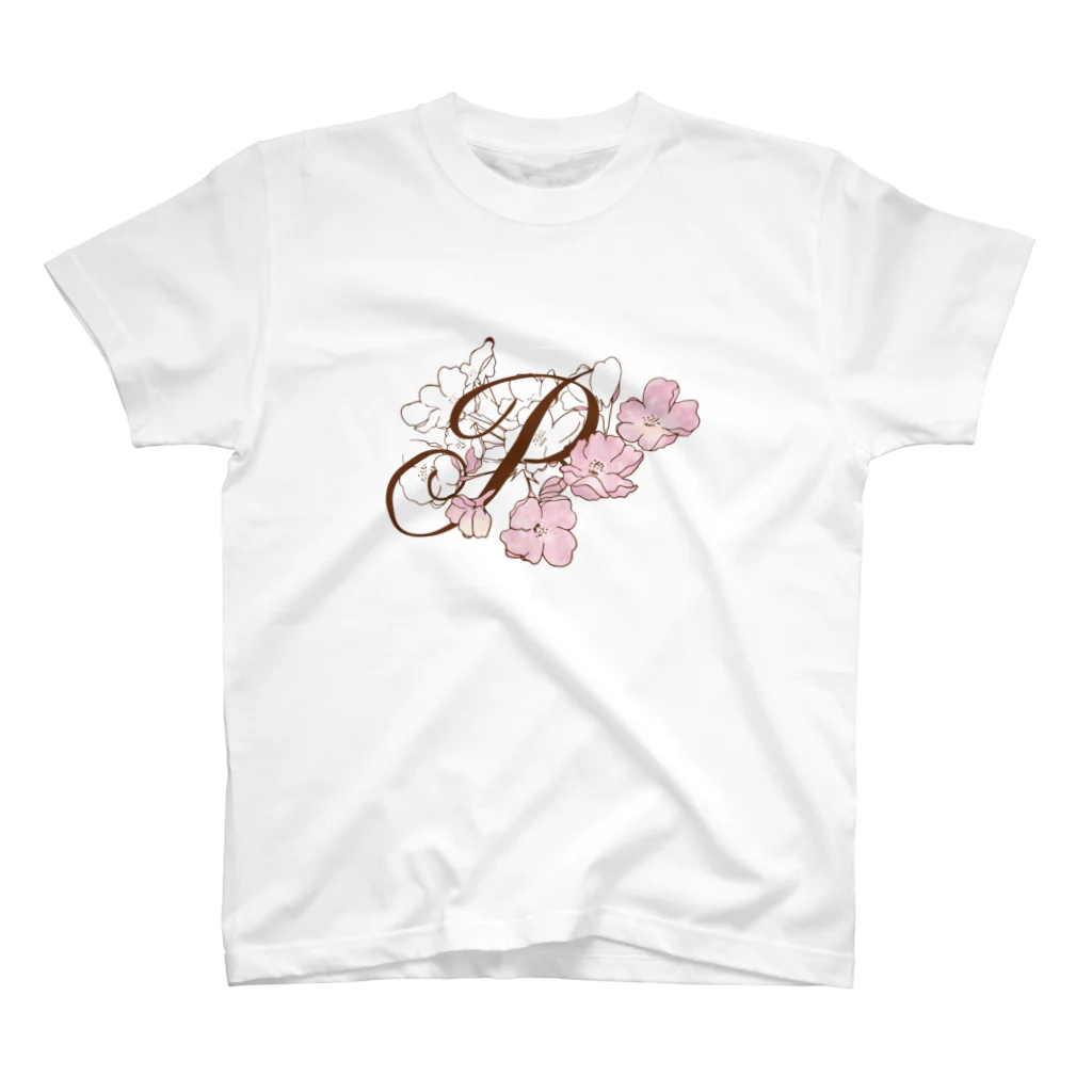 TakakoTaniguchiの“sakura-P”Decorative alphabetシリーズ Regular Fit T-Shirt