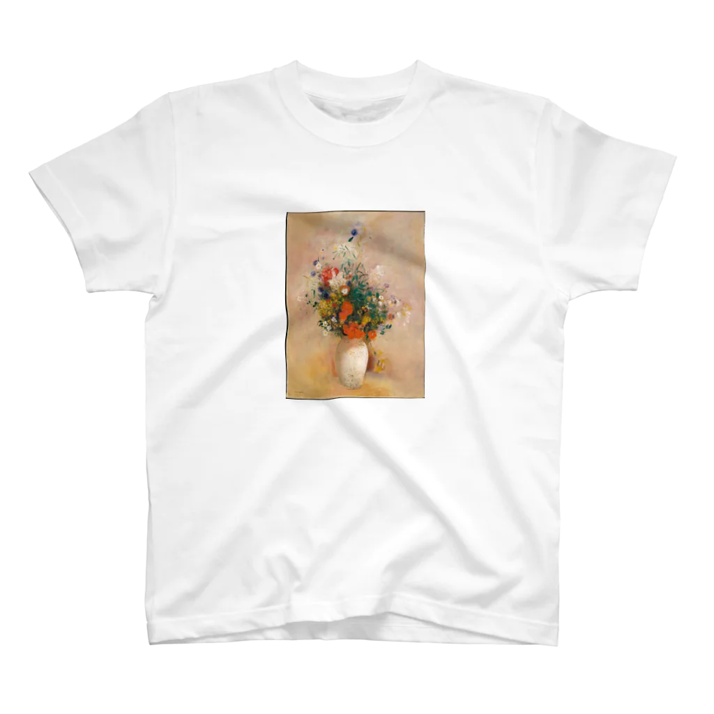 Masterpieceのオディロン・ルドン　/　花瓶（ピンクの背景）Vase of Flowers (Pink Background) ca. 1906 Regular Fit T-Shirt