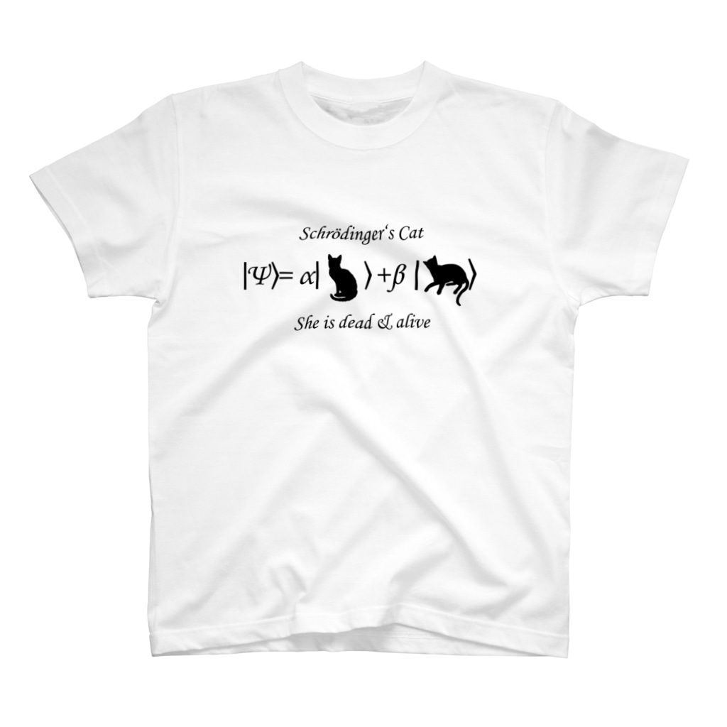 Silvervine Psychedeliqueのシュレーディンガーの猫（黒字） Regular Fit T-Shirt