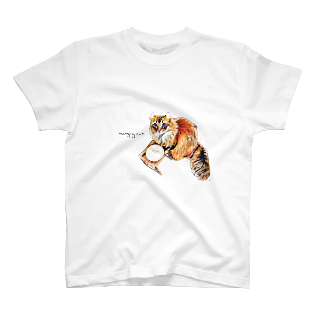 二尾舞子のhungry cat(茶・背景なし) スタンダードTシャツ