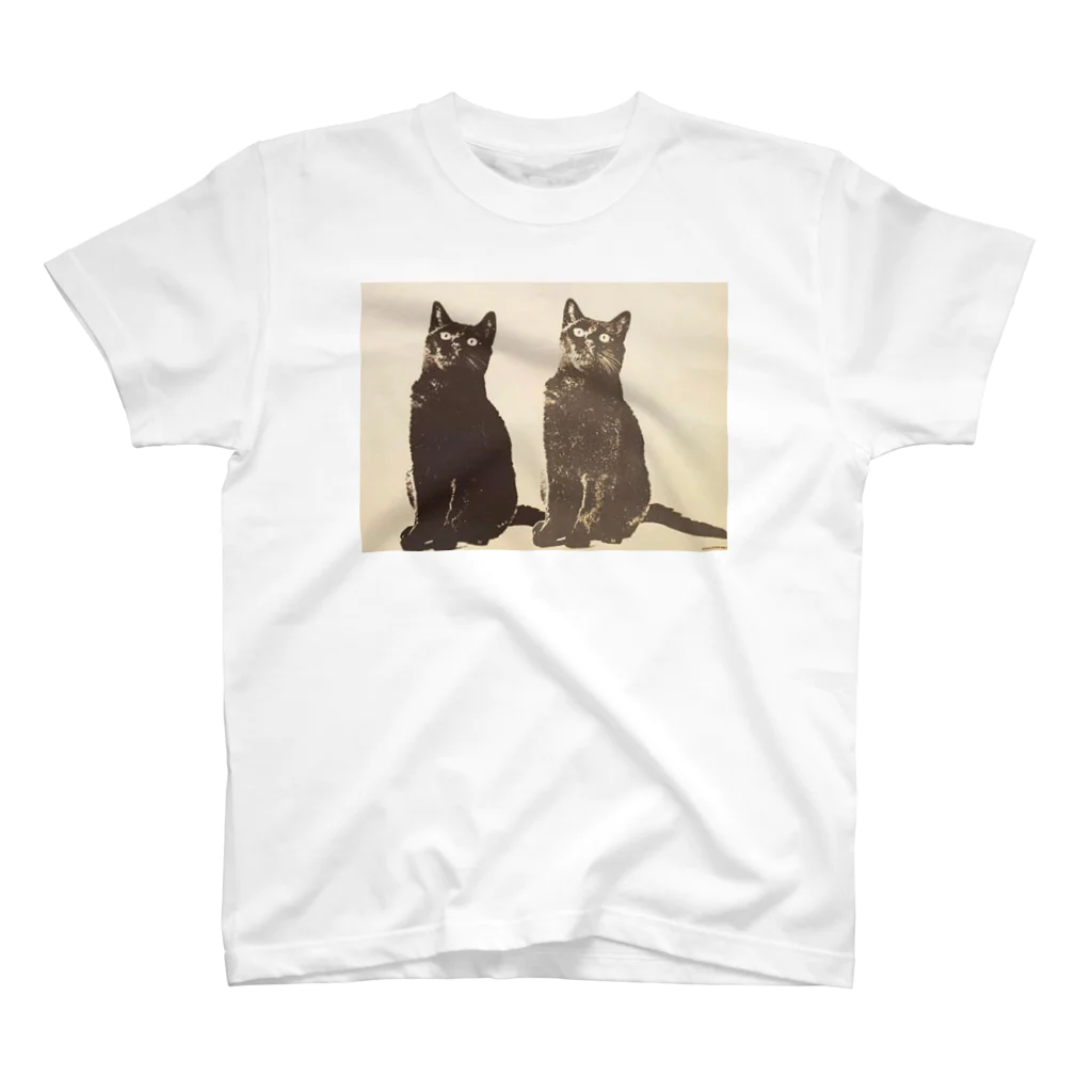 YS VINTAGE WORKSのチェコ　黒猫＆影猫 スタンダードTシャツ