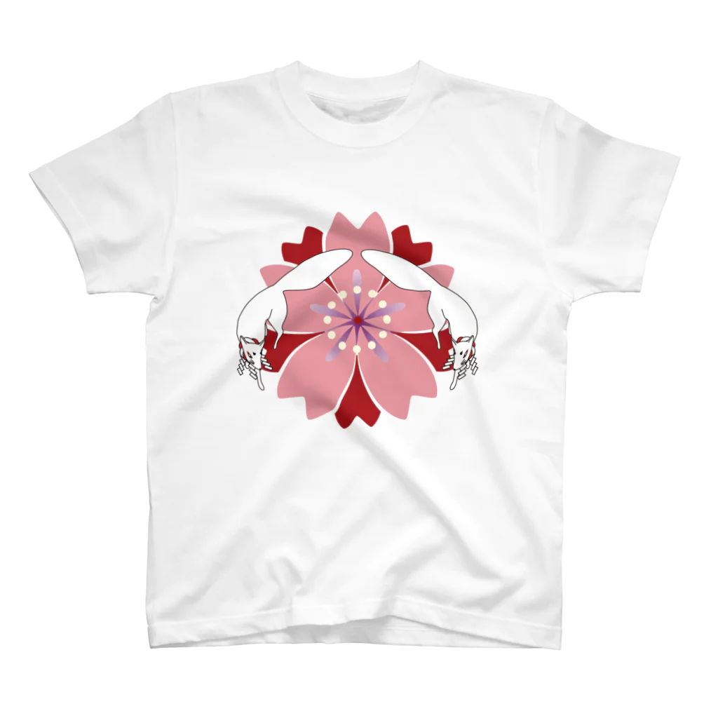Amiの赤紅桜と屏風狐 スタンダードTシャツ