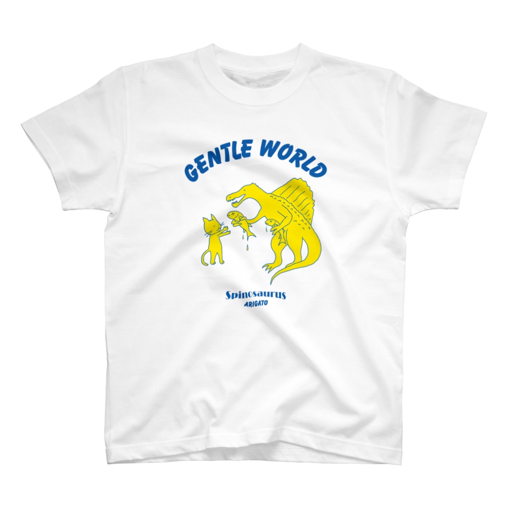 LONESOME TYPEのやさしい世界(ネコとスピノサウルス) UKR🇺🇦 Regular Fit T-Shirt