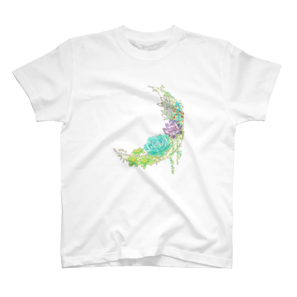 DOTEKKOのT-29 Succulents moon (no font) Regular Fit T-Shirt