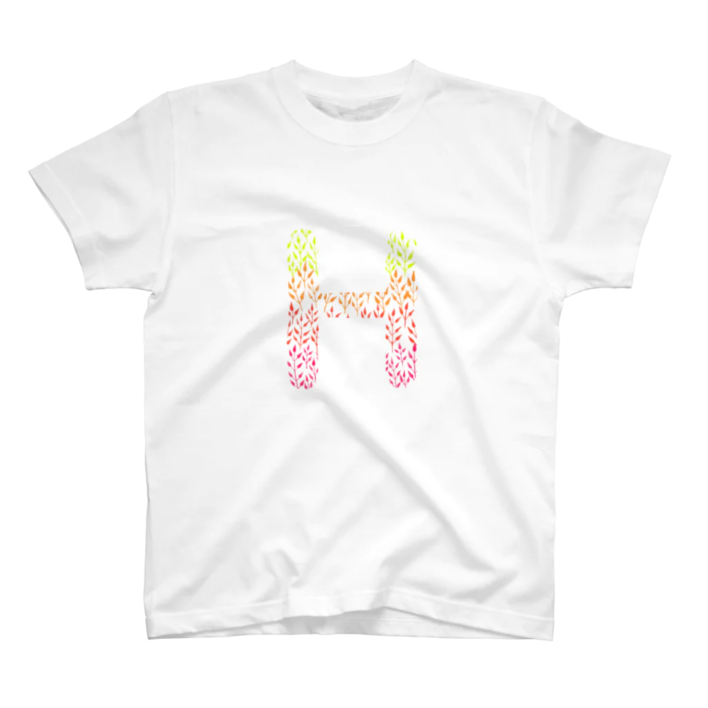 neoacoのAlphabet H -gradation leafs style- スタンダードTシャツ