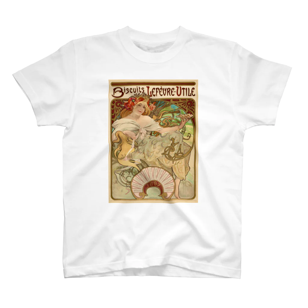 世界の絵画アートグッズのアルフォンス・ミュシャ 《ビスケット・ルフェーブル＝ユティル》 Regular Fit T-Shirt
