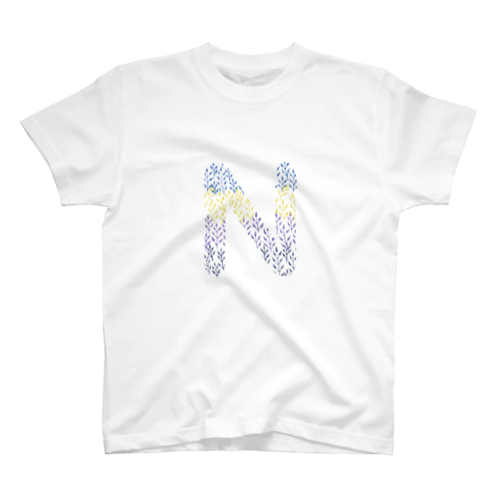 neoacoのAlphabet N -gradation leafs style- スタンダードTシャツ