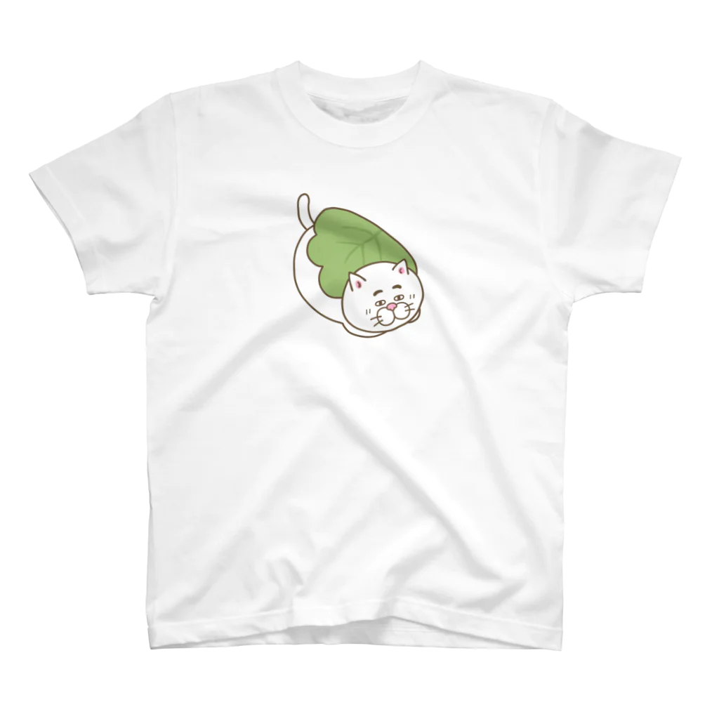 目つきの悪い猫＠いけやけいの柏餅にゃんこ スタンダードTシャツ