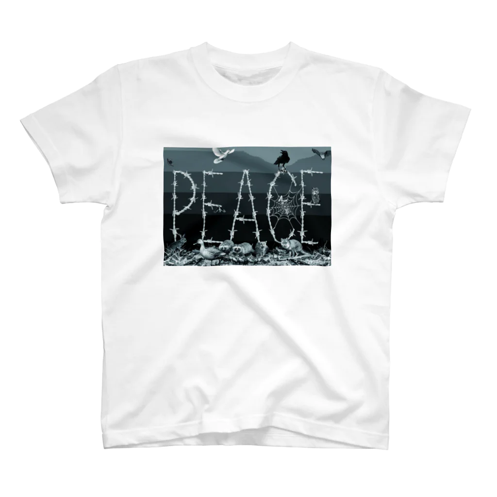 MAD AMANO PARODY SHOPのPEACE有刺鉄線-MAD AMANO スタンダードTシャツ