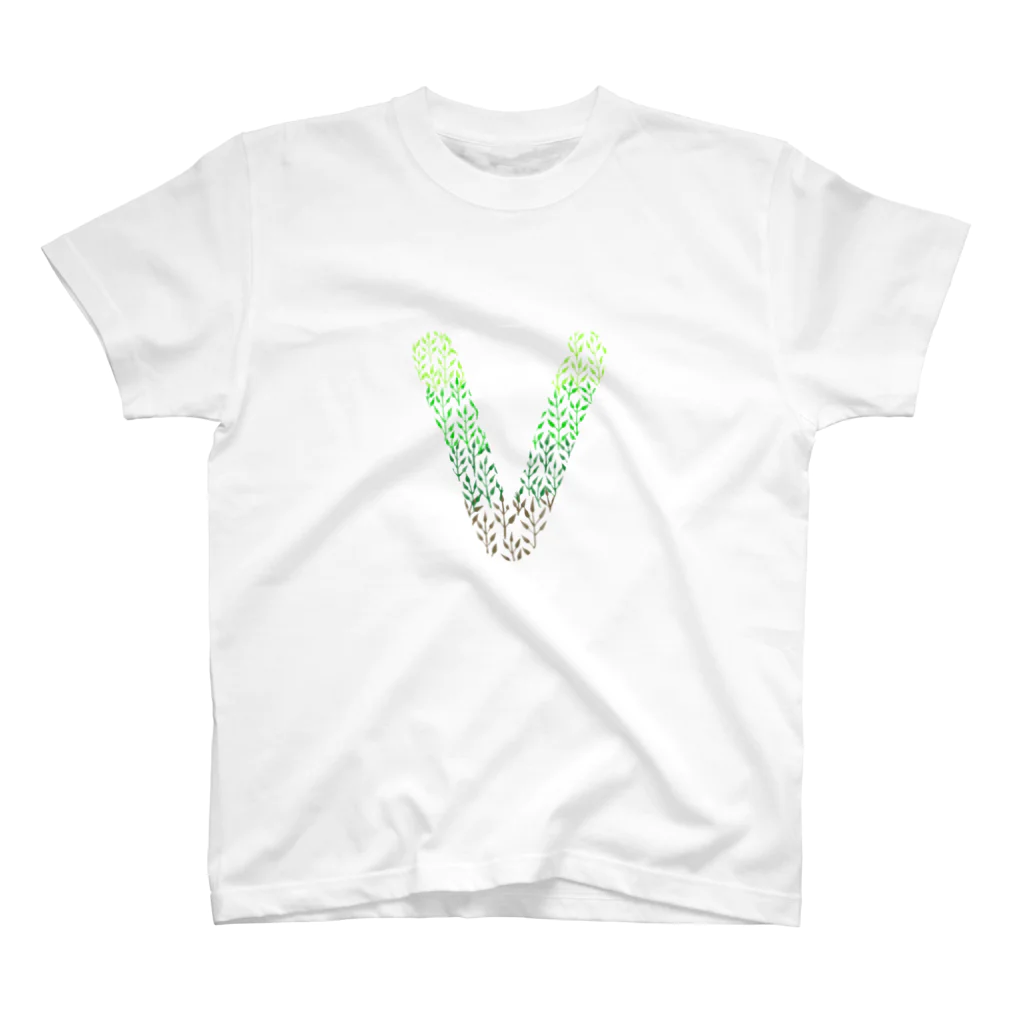 neoacoのAlphabet V -gradation leafs style- Regular Fit T-Shirt
