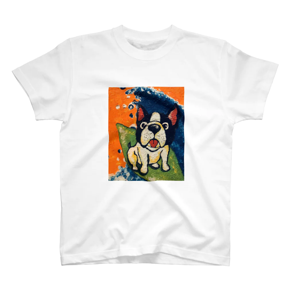 tamacorocompany のサーフィンpug  スタンダードTシャツ