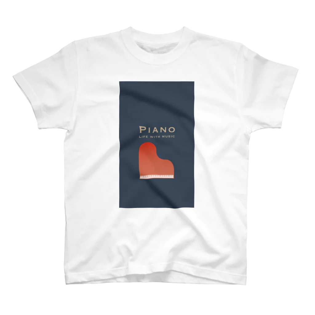 和音のPiano LIFE WITH MUSIC（ネイビー） Regular Fit T-Shirt