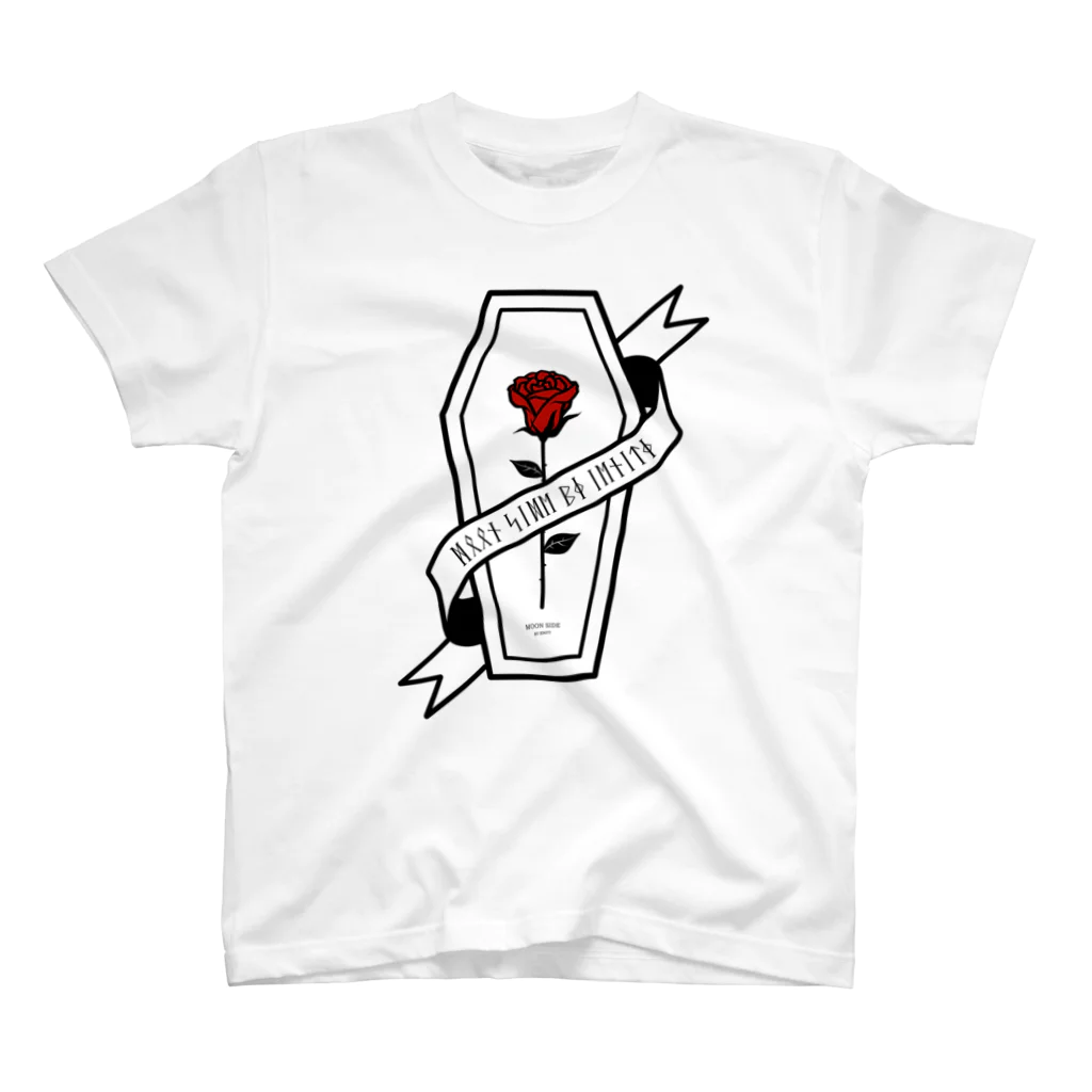 IENITY　/　MOON SIDEの【MOON SIDE】Rose Coffin Ver.1 #Black Red Regular Fit T-Shirt