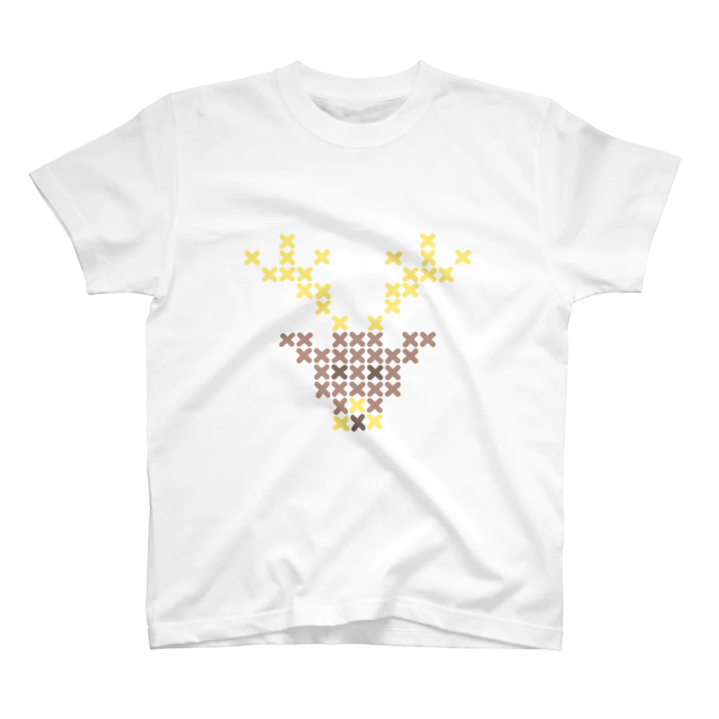 shisoppaの雄鹿-大 Cross-stitch Regular Fit T-Shirt