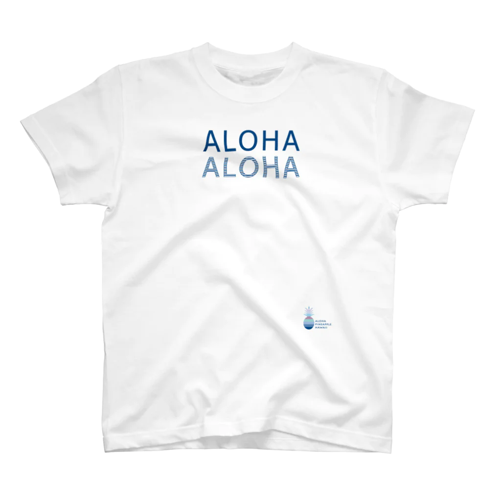 aloha_pineapple_hawaiiのALOHA マリンボーダー(blue)　014 スタンダードTシャツ