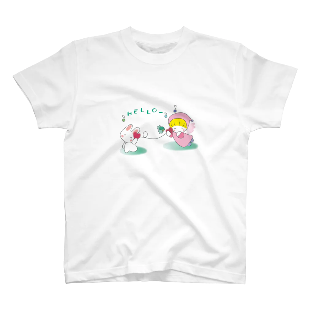 はーとの森のおみせやさんのはーとのいとでんわ スタンダードTシャツ