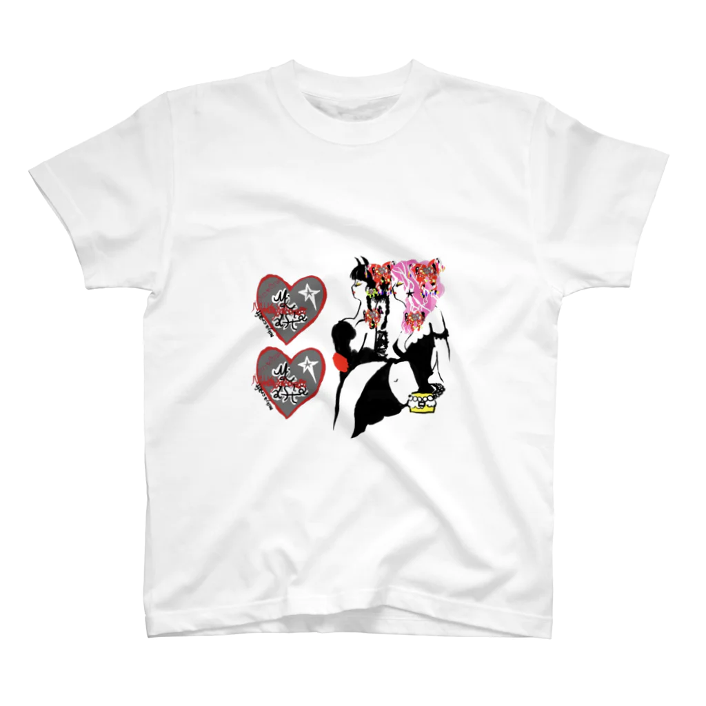 mikyacraft MIKA💓🌟赤い心臓のmikyacraftシンボルリボンガール スタンダードTシャツ