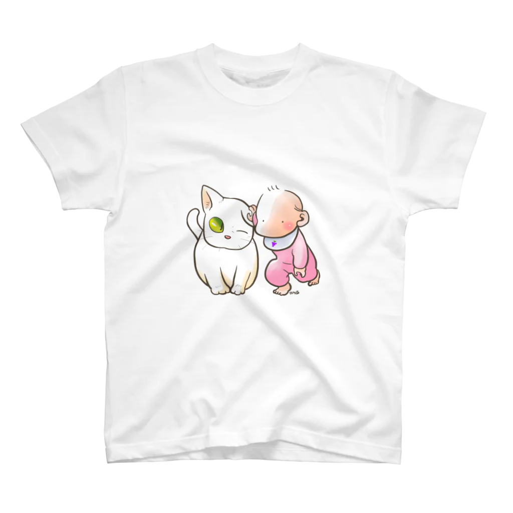 さとちの赤ちゃんと猫 Regular Fit T-Shirt