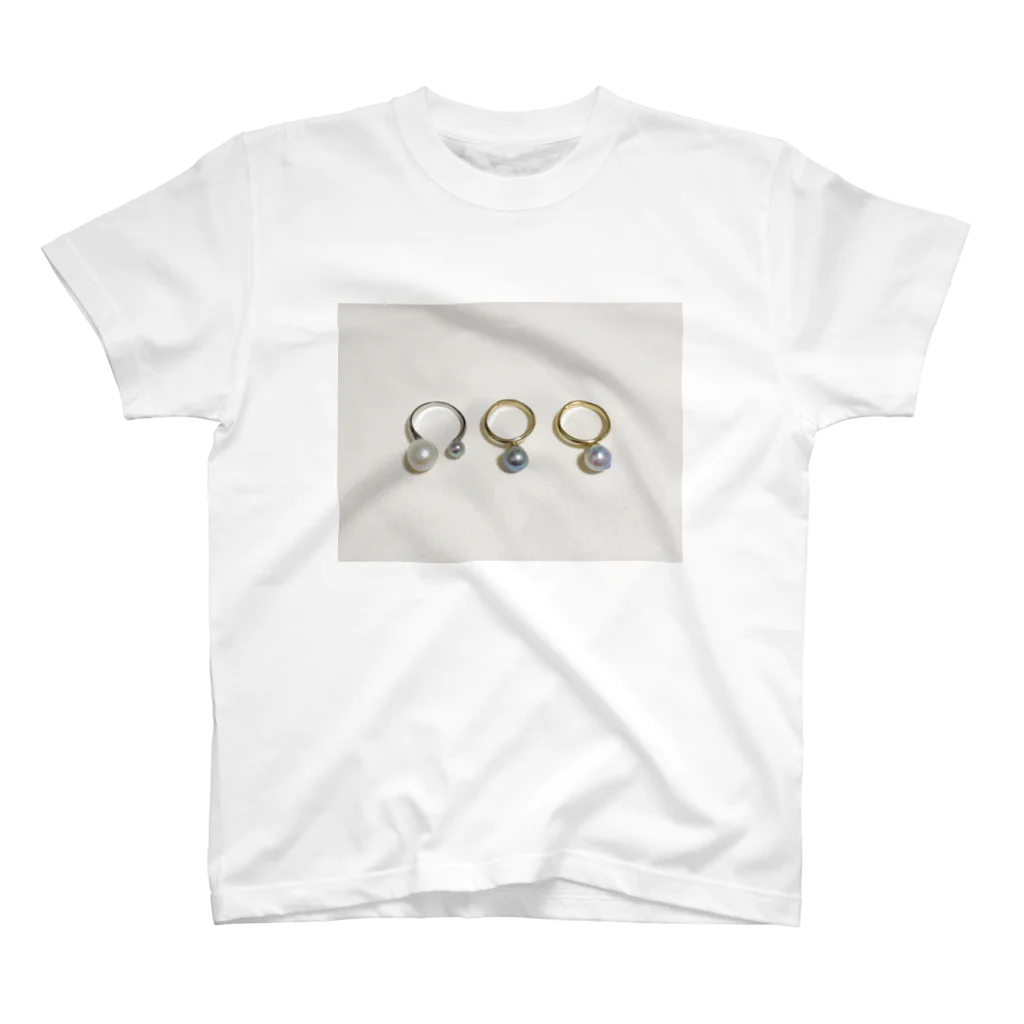 mikyacraft MIKA💓🌟赤い心臓のmikyacraft baroque pearl rings スタンダードTシャツ