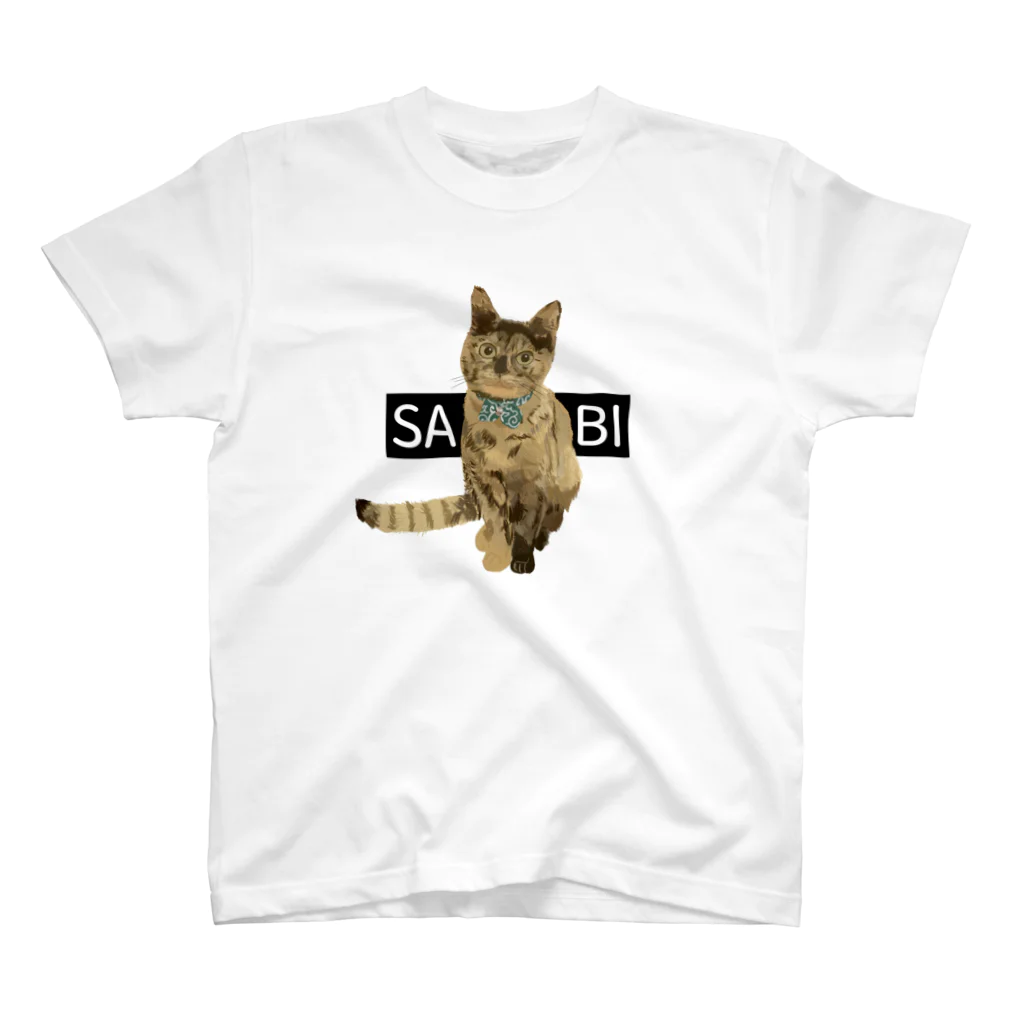 小鳥と映画館のサビ猫ちゃん SABIロゴ入り 黒 Regular Fit T-Shirt