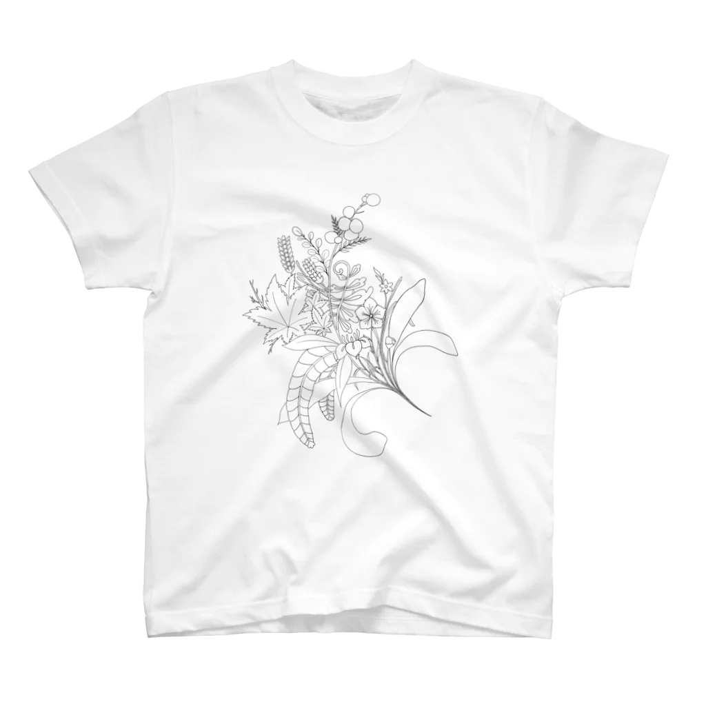 榛龍の家紋花束[黒] Regular Fit T-Shirt