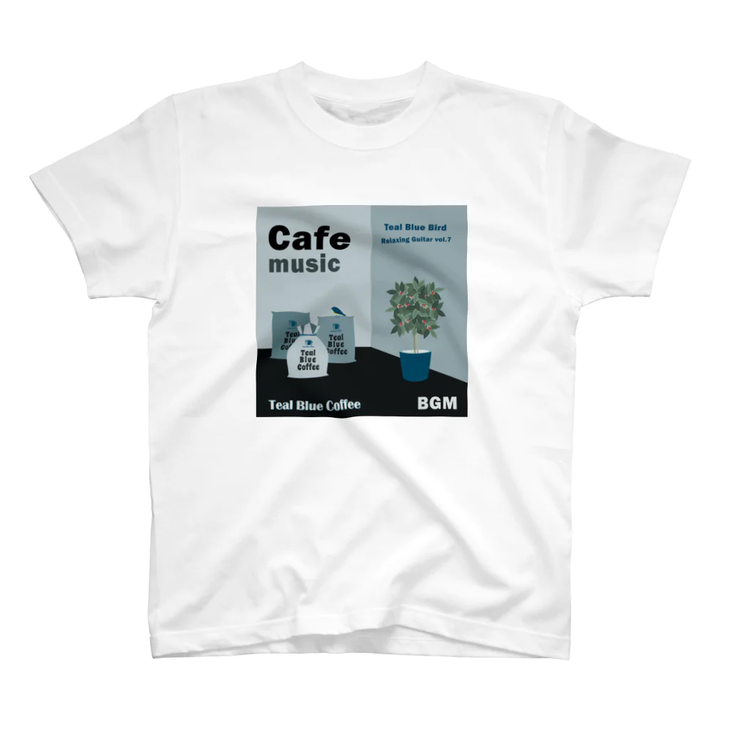 Teal Blue CoffeeのCafe music - Teal Blue Bird - Regular Fit T-Shirt