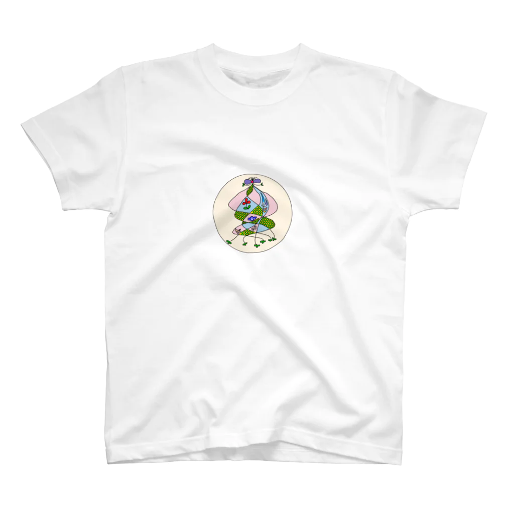 MizuHoイラストショップの傘風植物模様 スタンダードTシャツ