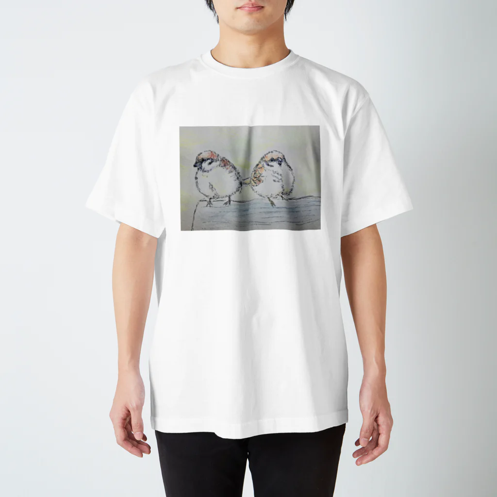 miki’sshopのふくら雀2匹 スタンダードTシャツ