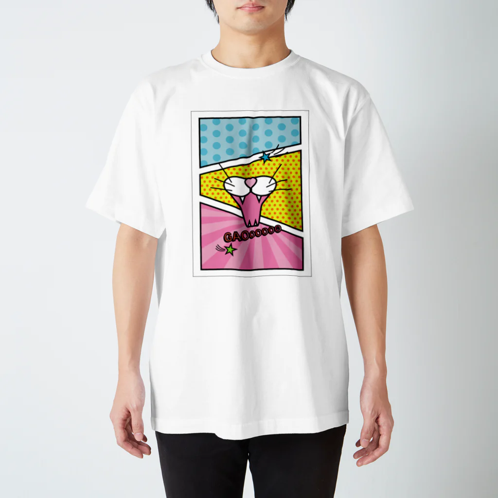 Yuzu-Natsumeのアメコミ風な猫 スタンダードTシャツ