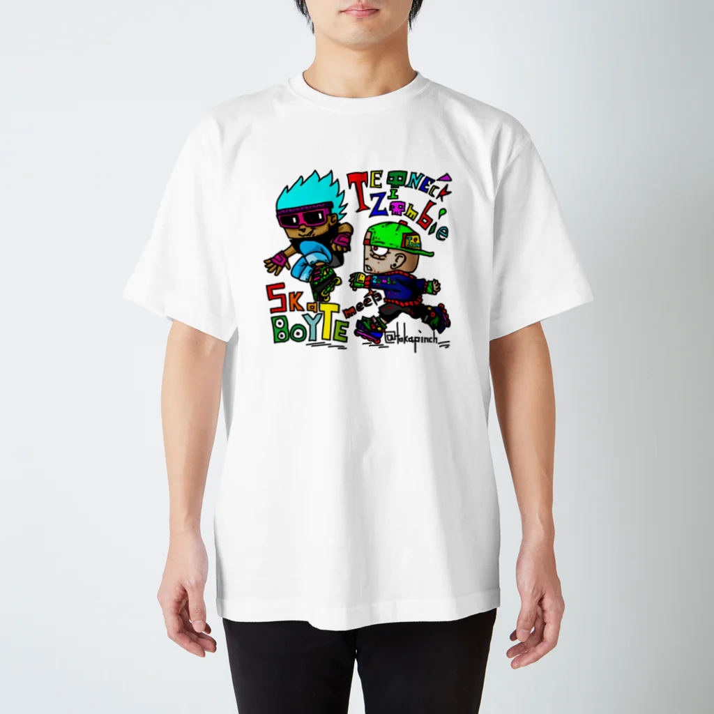 TAKAPINCHーTSHIRTS SHOPーのSKATEBOY&TEINE'ckZOMBIE スタンダードTシャツ