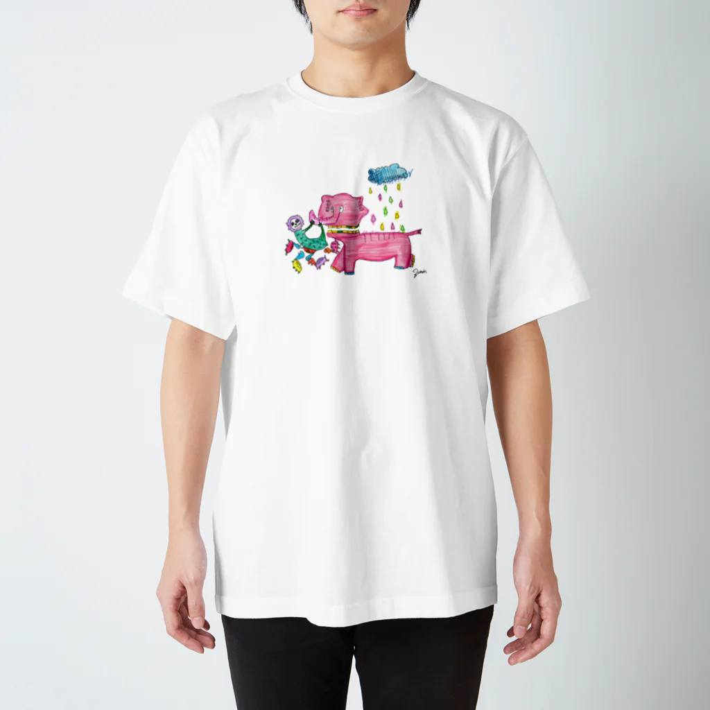 ずーみん in Zuminの雨降りゾウ スタンダードTシャツ