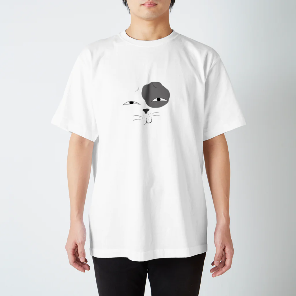 む。のみくだし猫(グレー) スタンダードTシャツ