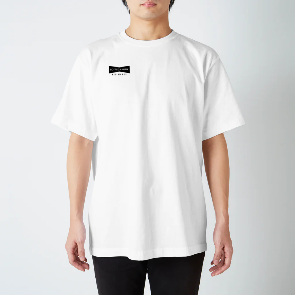 工房KOME kijiworks（Bottega KOME kijiworks）のYORASHI frame-black logo スタンダードTシャツ