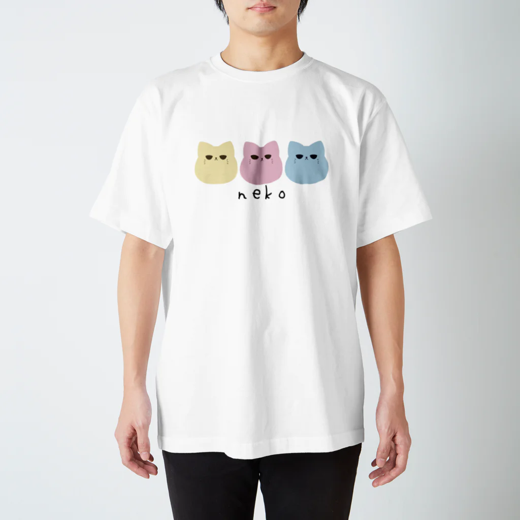 nagiのnekoが3匹（パステル） スタンダードTシャツ