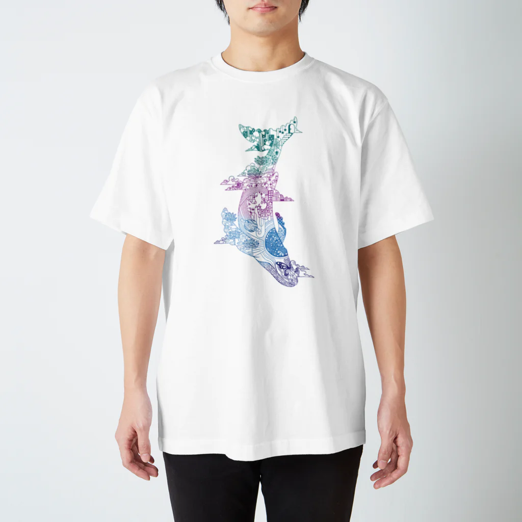 切り絵作家カジタミキの切り絵のクジラ2 スタンダードTシャツ