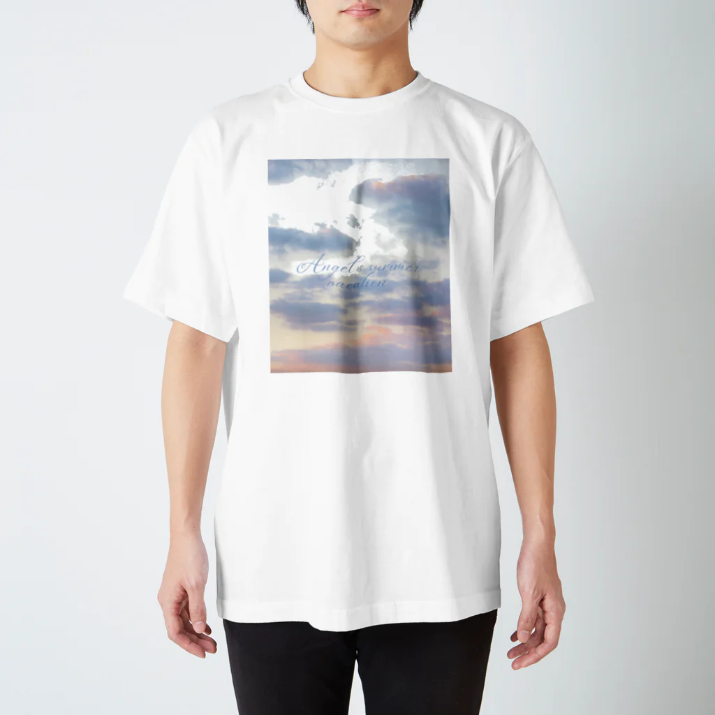 ゆにねこ惑星のପ天使の夏休みଓ夕暮れ旅行(枠なし)(淡) スタンダードTシャツ