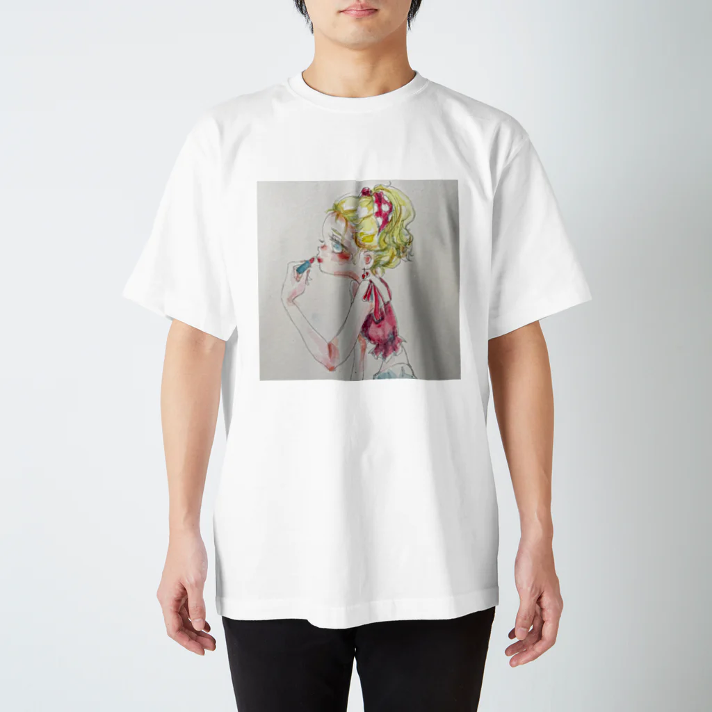 ぷちんぷりんのメイク中の女の子 スタンダードTシャツ