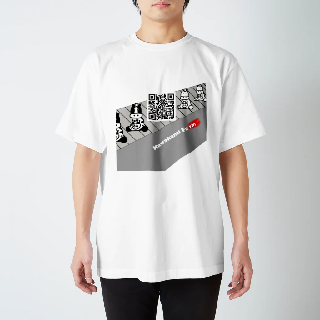 川上牧場のプロペラさんQRコードステッカーTシャツ スタンダードTシャツ