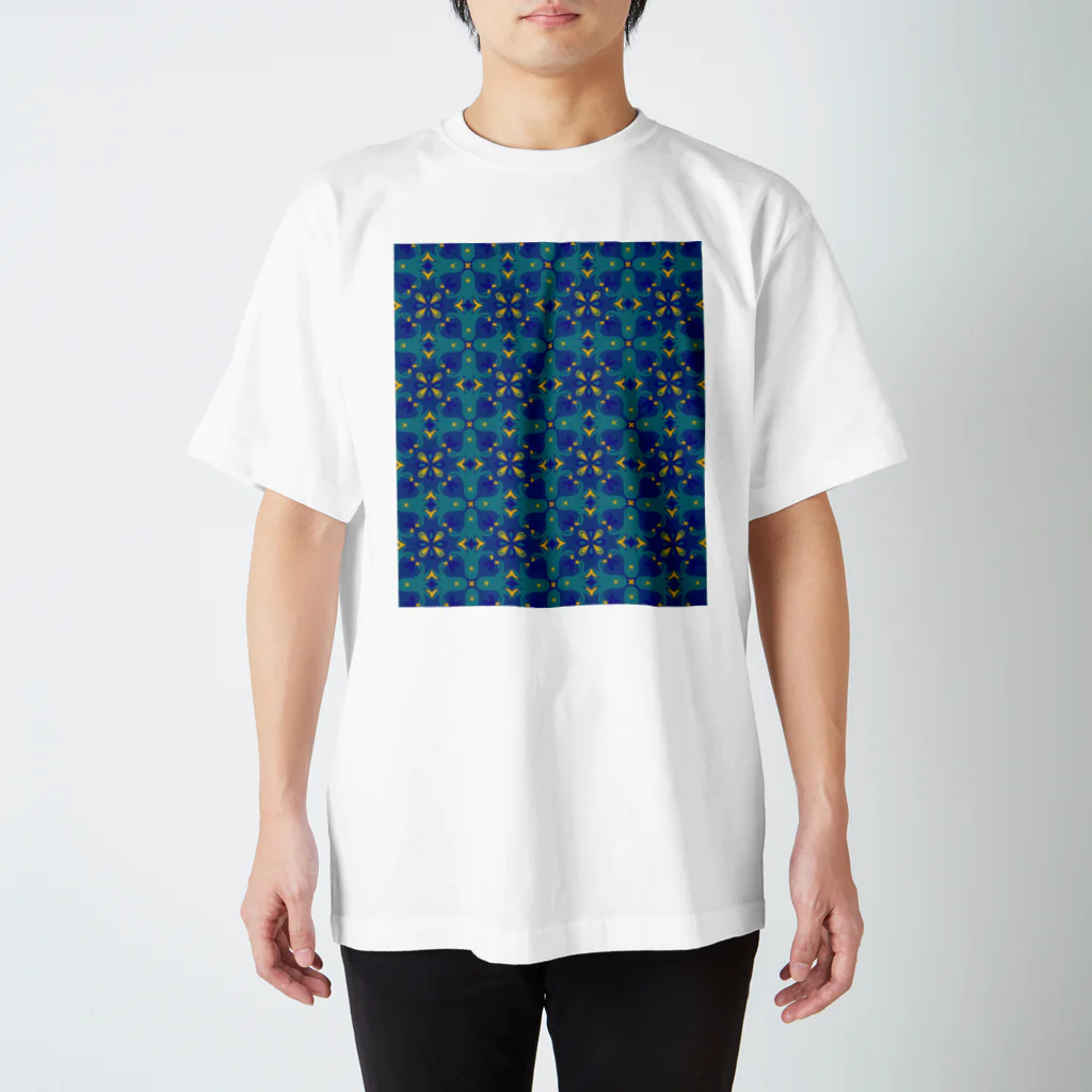 tettetextileのTako tile_blue Regular Fit T-Shirt